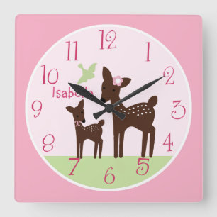 Personalisierte Wildtier-Kinderzimmer-Uhr Quadratische Wanduhr