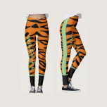 Personalisierte Wildtierart Brown Schwarzes Tiermu Leggings<br><div class="desc">Grafische Kunstwerke von Tiermustern und Farbabgleich,  braun,  schwarz und minzgrün.</div>