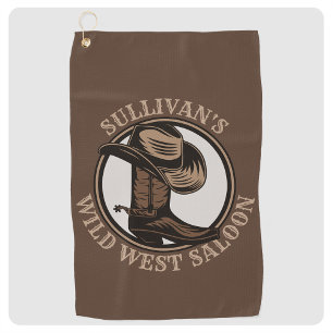 Personalisierte Wildwest-Saloon-Western-Cowboystie Golfhandtuch