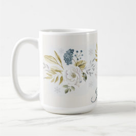Personalisierte Winter-Botanik-Blumen Kaffeetasse