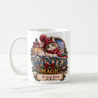 Personalisierte Winter-Magie Kuschelkatze Weihnach Kaffeetasse