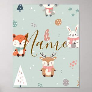 Personalisierte Winter-Waldtiere Poster