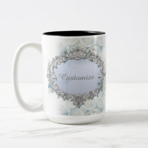 Personalisierte Winter White Roses Hochzeit Tasse