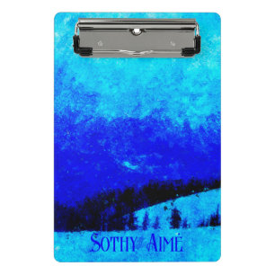 Personalisierte Winterberglandschaft Malerei Mini Klemmbrett