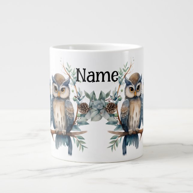Personalisierte Wintereule Jumbo-Tasse (Vorderseite)