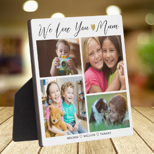 Personalisierte Wir lieben dich Mama 4-Foto-Collag Fotoplatte