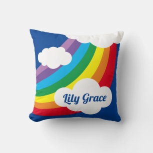 Personalisierte Wolke, Regentropfen und Regenbogen Kissen