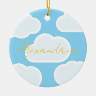 Personalisierte Wolken Namensweihnachten Keramik Ornament