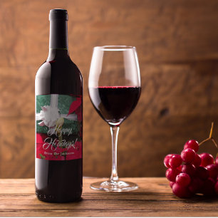 Personalisierte Wrapped Christmas Present Foto Weinetikett