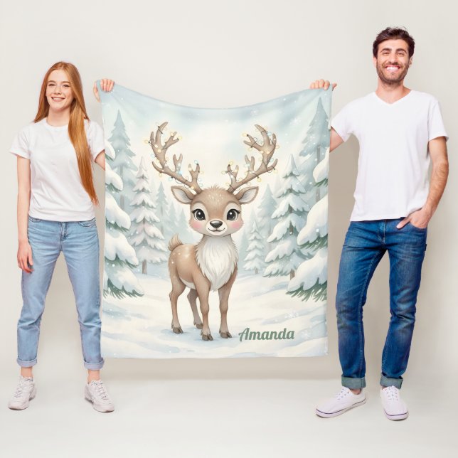 Personalisierte wunderliche Rentier-Weihnachtsdeck Fleecedecke (Beispiel)