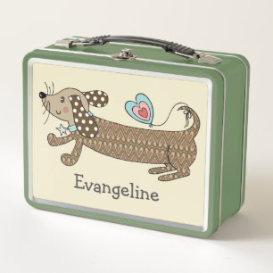 Personalisierte Wurst Hunde Dackel Metall Brotdose