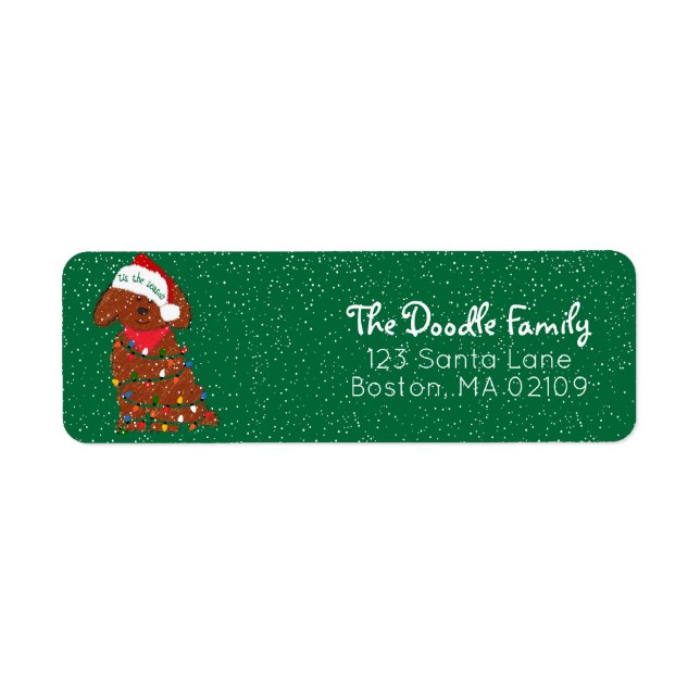Personalisierte Xmas Lights Red Goldendoodle-Adres (Vorne)