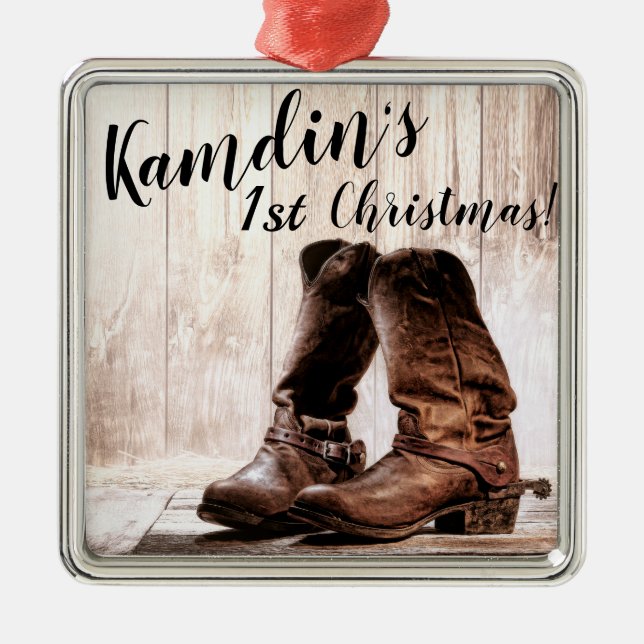 Personalisierte XMAS Ornament Stiefel Land rustika Aus Metall (Vorne)