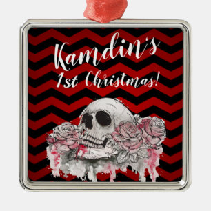 Personalisierte XMAS Rose des Schädels Ornament Zi Aus Metall
