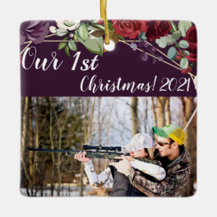 Personalisierte XMAS Zierplatte Lila Rose Gold Keramikornament
