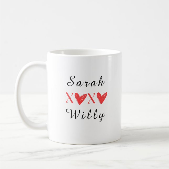 Personalisierte XOXO-Tasse Kaffeetasse (Links)