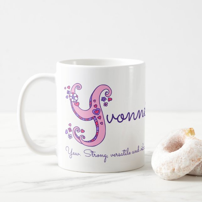 Personalisierte Y Monogramm-Tasse Kaffeetasse (Mit Donut)