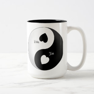 Personalisierte Yin Yang Liebe-Tasse Zweifarbige Tasse