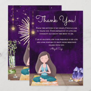 Personalisierte Yoga Girl Meditation und Kristallw Dankeskarte