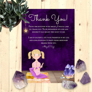 Personalisierte Yoga Girl Meditation und Kristallw Dankeskarte