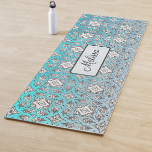 Personalisierte Yoga-Matte Aqua Blue Mandala Yogamatte