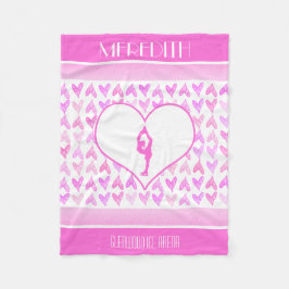 Personalisierte Zahl Skater-Rosawatercolor-Herzen Fleecedecke