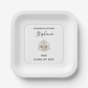 Personalisierte Zahnarztschule Caduceus Abschluss Pappteller