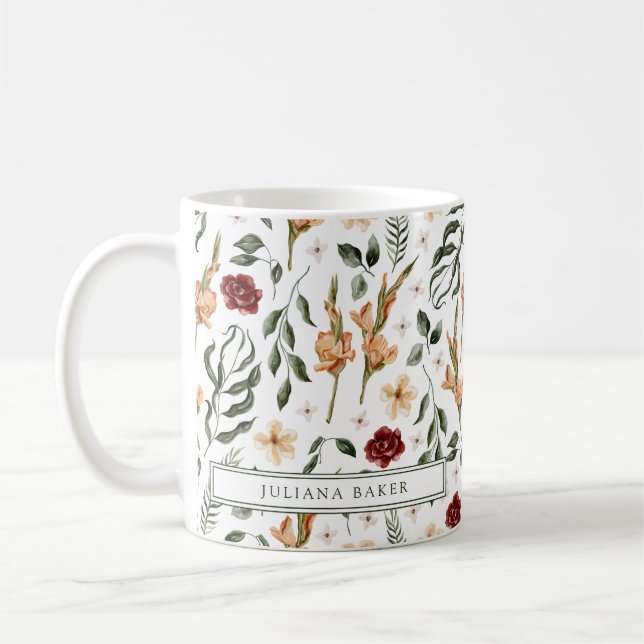 Personalisierte zarte Flora Kaffeetasse (Links)