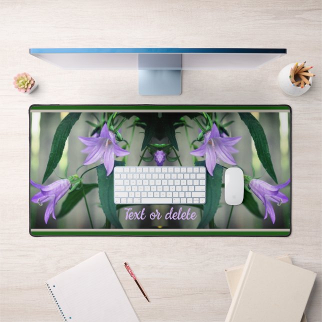 Personalisierte, zarte violette Blumen Schreibtischunterlage (Büro 1)