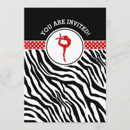 Personalisierte Zebra-Druck-Gymnastik im Rot Einladung