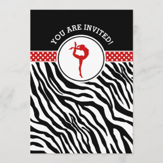 Personalisierte Zebra-Druck-Gymnastik im Rot Einladung