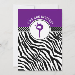 Personalisierte Zebra Print Gymnastik in Lila Einladung