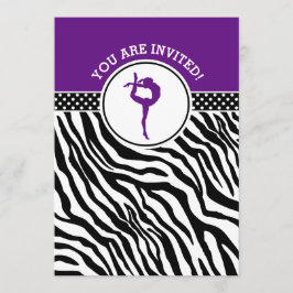 Personalisierte Zebra Print Gymnastik in Lila Einladung