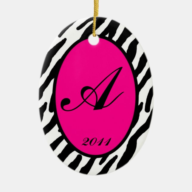 Personalisierte Zebra-Zebra-Zierschrift Keramikornament (Vorne)