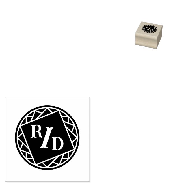 Personalisierte Zeichen im Kreis mit Muster Gummistempel (Stempel)
