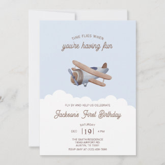 Personalisierte Zeit Fliegt Flugzeug Geburtstagspa Einladung