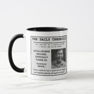Personalisierte Zeitungsfoto-Geburtstagsrente Tasse