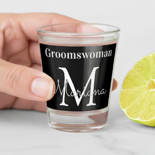 personalisierte Zellenfrau Schwarz-weiß Schnapsglas