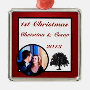 Personalisierte Zierkunst Weißer Tree Roter Schwar Ornament Aus Metall