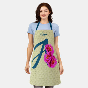 Personalisierte Zinnienblumen-Monogramm-Initiale A Schürze