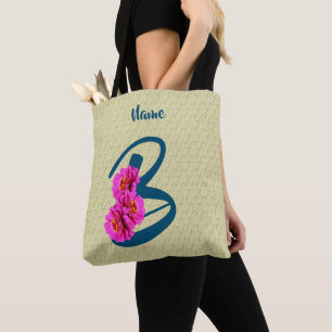 Personalisierte Zinnienblumen-Monogramm-Initiale B Tasche