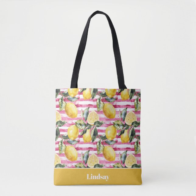 Personalisierte Zitronen-Tragetasche Tasche (Vorderseite)