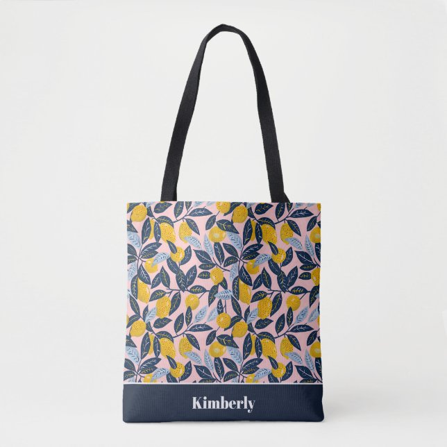 Personalisierte Zitronen-Tragetasche Tasche (Vorderseite)