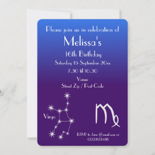 Personalisierte Zodiac Jungfrau Galaxy Party-Einla Einladung