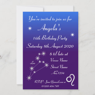 Personalisierte Zodiac-Leo-Galaxie-Party-Einladung Einladung