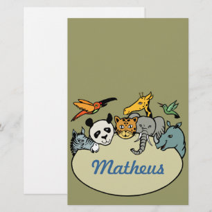 Personalisierte Zootiere Briefpapier
