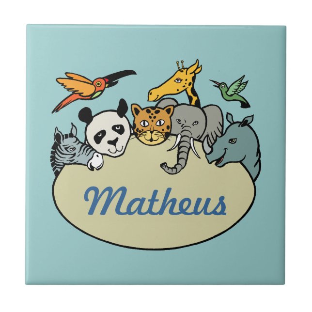 personalisierte Zootiere Fliese (Vorderseite)