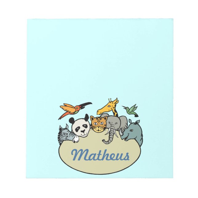 personalisierte Zootiere Notizblock (Vorderseite)