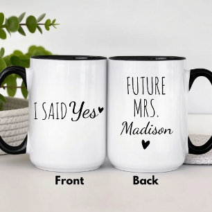 Personalisierte zukünftige Mrs Verlobung Tasse