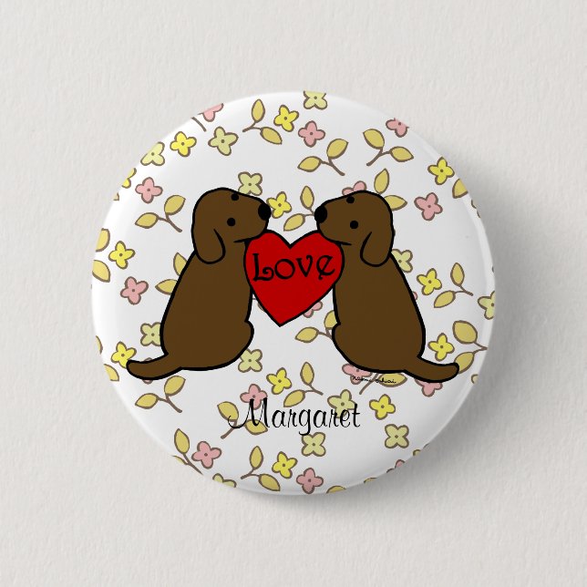 Personalisierte zwei Choco Labradors mit Button (Vorderseite)